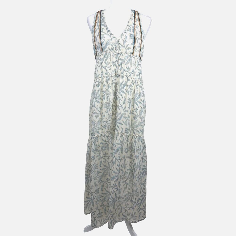 Love Stitch Boho Floral Gauzy Sleeveless Maxi Dress Size Small